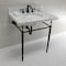 Fauceture KVPB3022M80 30" Console Sink with Brass Legs (8-Inch, 3 Hole), Marble White/Matte Black KVPB3022M80 - alternate 2